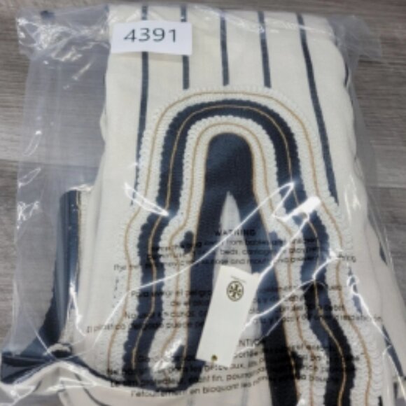 TORY BURCH ‘Filipa’ Black & White Striped Kaftan Linen Tunic size12 🆕⌚📦🏃💨🚚 - Picture 15 of 16